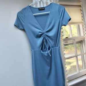Endless Blue Cinch Cut-out Mini Dress fits like XS/S